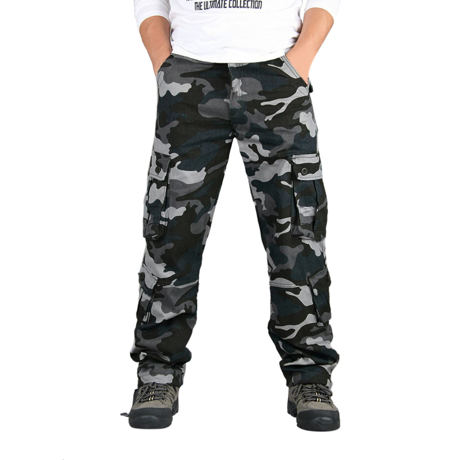 LOIJMK Funky Camouflage Arbeitshose für Herren,Multi-Pocket Tarnhose Herren Outdoor Regular Fit Jogginghose