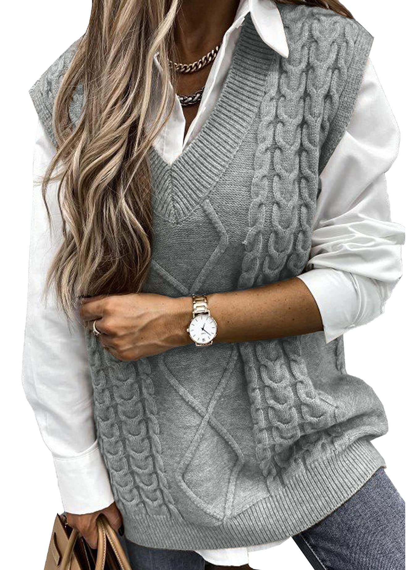  Vancavoo Pullunder Damen Vintage Strickweste Global Recycled Standard
| Vancavoo Ärmellos Pullover Vest Damen Global Re