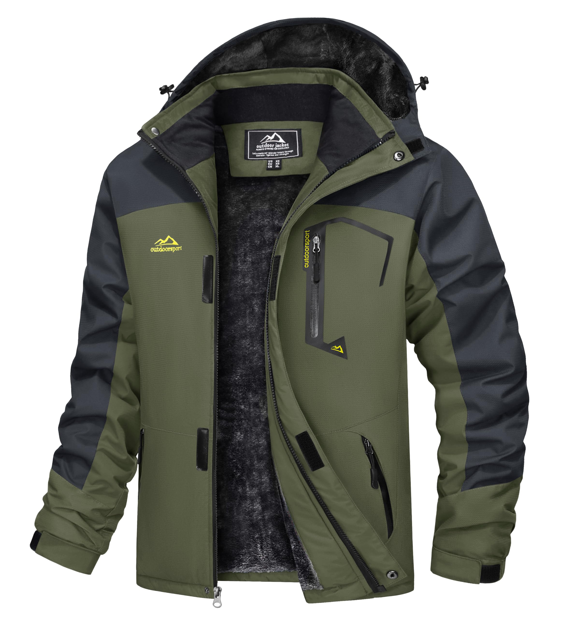 TACVASEN Herren Winter Wasserdichte Ski Jacke mit KapuzeWarme Fleece-Futter Regenmantel