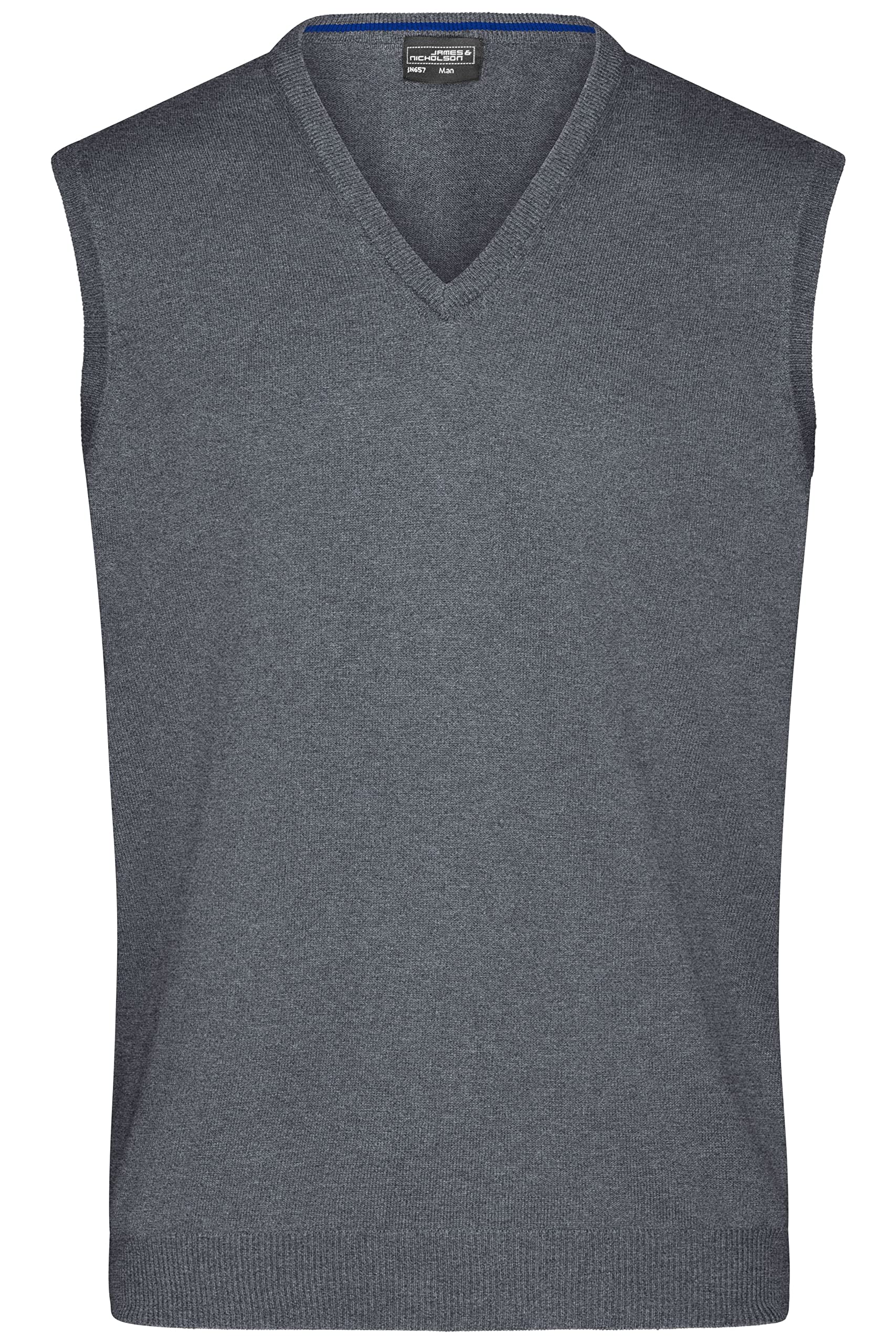 James & Nicholson Herren V-Pullunder -klassisch geschniteter Pullunder aus hochwertiger Baumwolle | Farbe: Grey-Heather 
